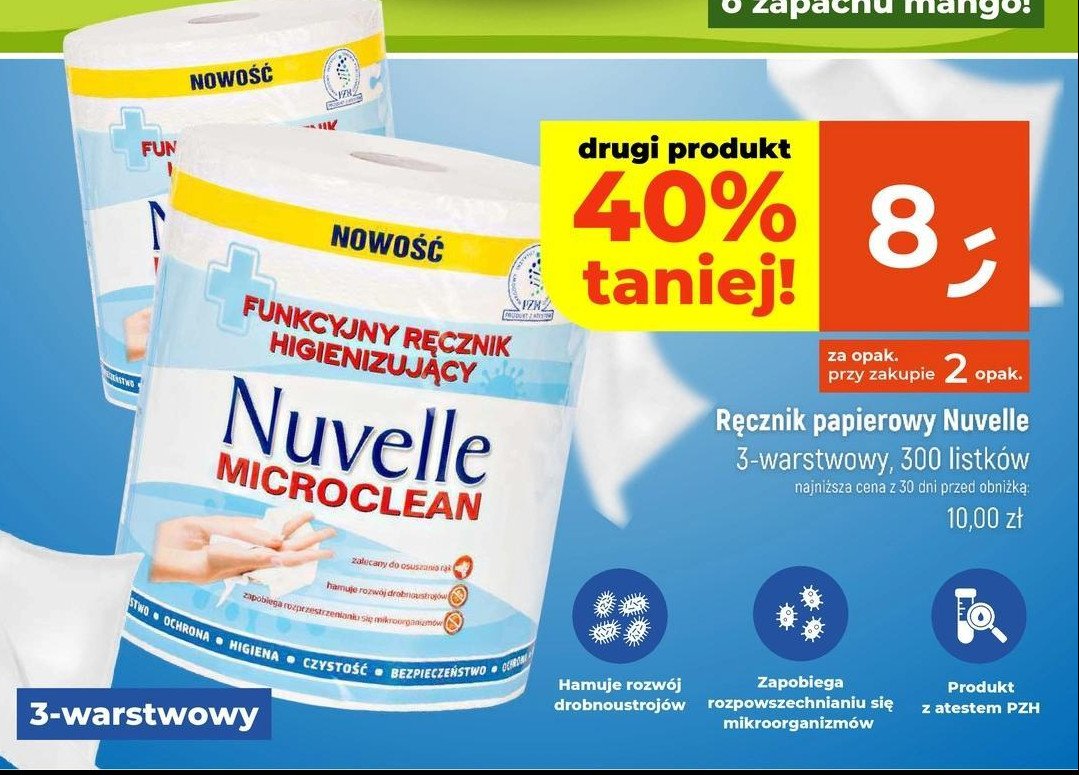 Ręcznik funkcyjny higienizujący microclean Nuvelle promocja