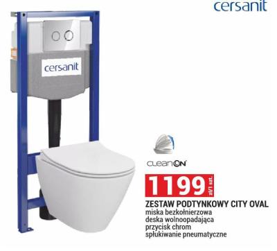 Zestaw podtynkowy City Oval Cersanit miska bezkołnierzowa deska wolnoopadająca przycisk chrom spłukiwanie pneumatyczne promocja w Merkury Market