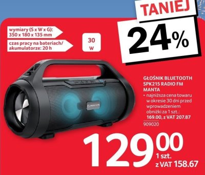 Głośnik Bluetooth SPK211S-RADIO FM Manta promocja w Selgros