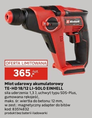 Młot udarowy akumulatorowy TE-HD 18/10 LI BL SOLO EXC EINHELL promocja w Leroy Merlin