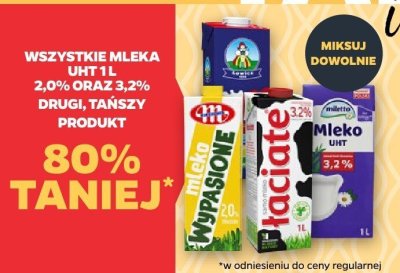 Mleko UHT 1L różne rodzaje drugi -80% taniej promocja w Netto