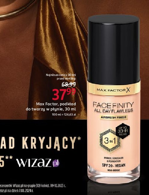 Podkład nr 55 beige Max factor face finity all day flawless promocja