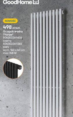 Grzejnik wodny Thorpe czarny promocja w Castorama