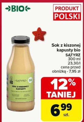 Sok z kiszonej kapusty bio SATYRZ promocja w Carrefour