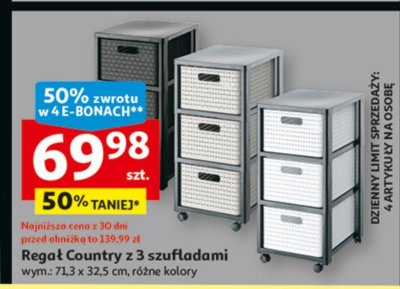 Regał Country z 3 szufladami promocja w Auchan