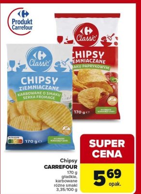 Chipsy gładkie / karbowane różne smaki promocja w Carrefour Market