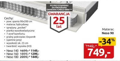 Materac Neso 90 promocja w Black Red White