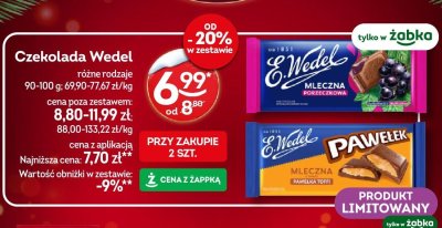 Czekolada Wedel różne rodzaje promocja w Żabka