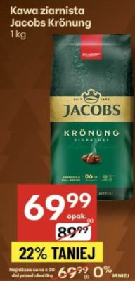 Kawa ziarnista Jacobs Krönung 1kg promocja w Delikatesy Centrum