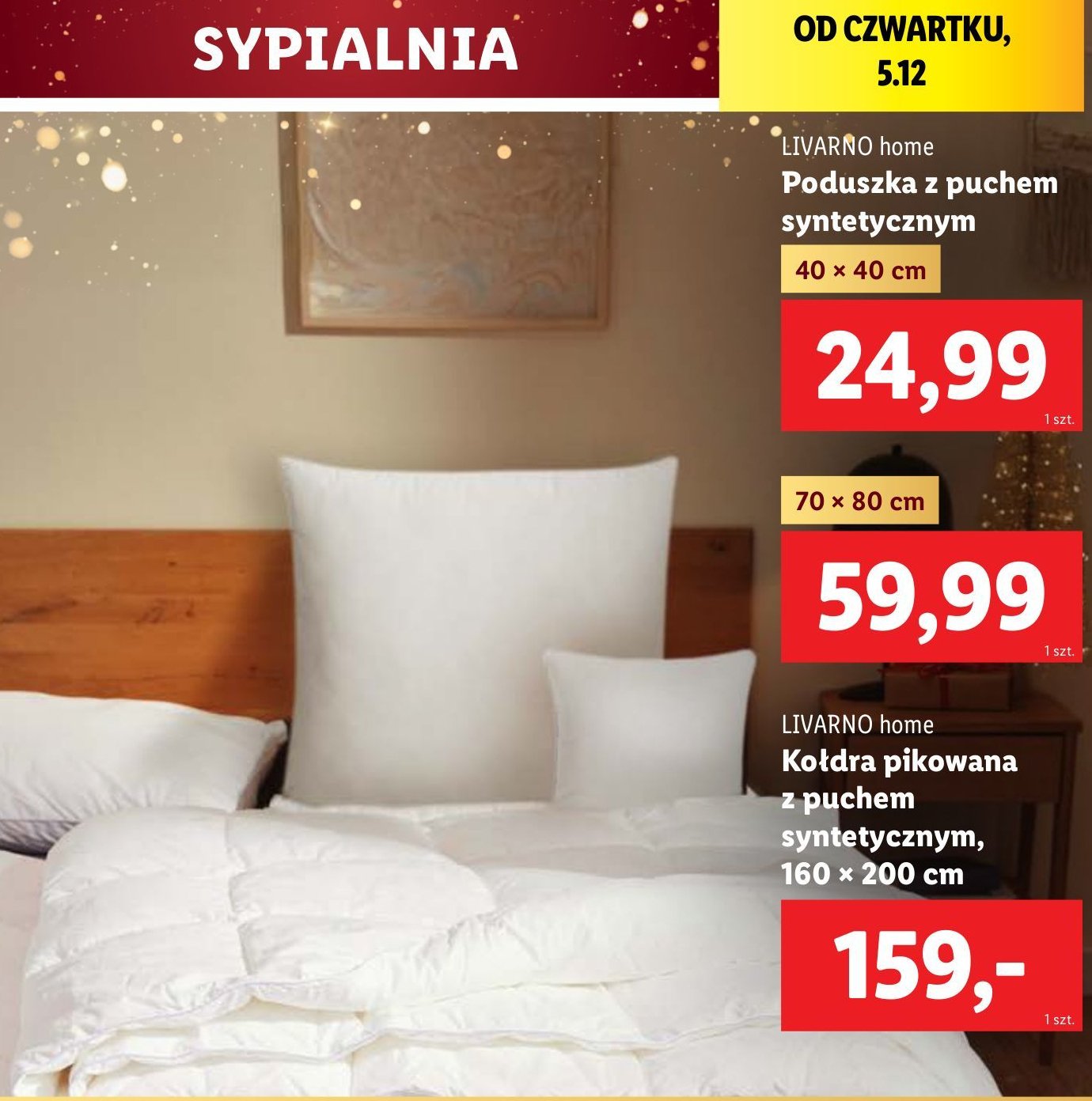 Poduszka z puchem syntetycznym 70 x 80 cm LIVARNO HOME promocja