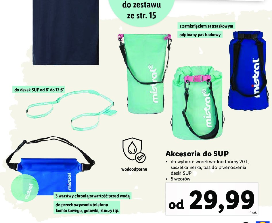 Pas do przenoszenia deski sup Mistral promocja
