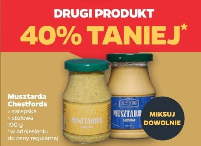 Musztarda sarepska lub stołowa DRUGA -40% Chestfords promocja w Netto