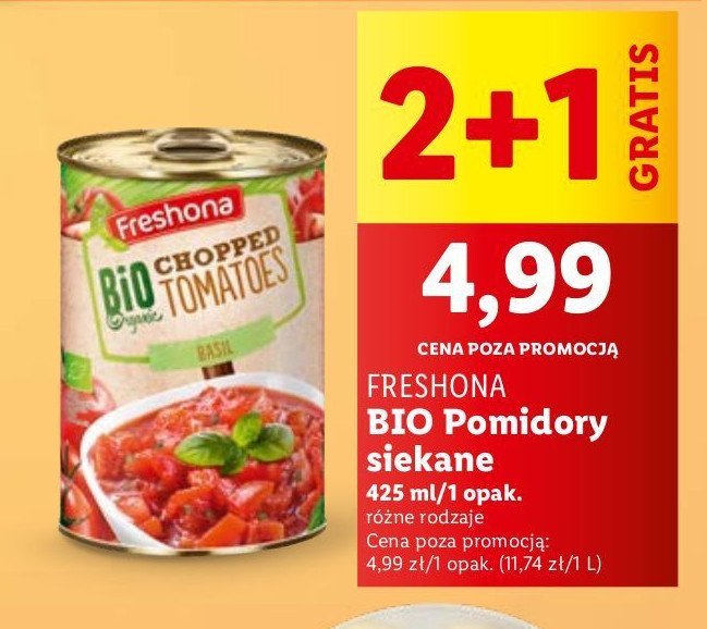 Pomidory krojone z bazylią Freshona promocja