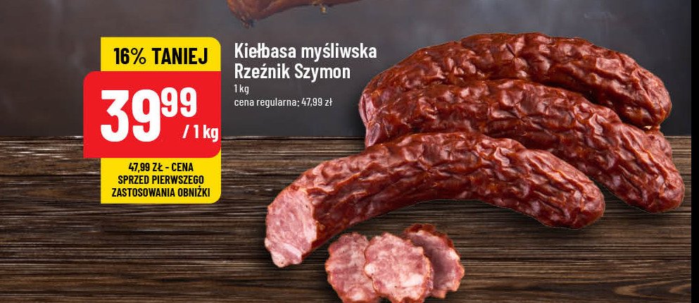 Kiełbasa myśliwska Rzeźnik szymon poleca promocja