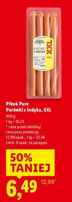 Parówki Pikok Pure z indyka, XXL promocja w Lidl
