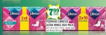 Podpaski 2-pak long wings Libresse ultra thin promocje