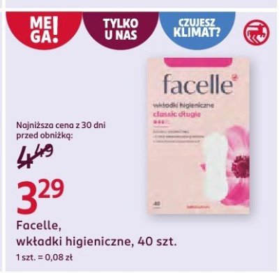Wkładki higieniczne Facelle, 40 szt. promocja w Rossmann