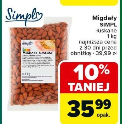 Migdały SIMPL łuskane 1 kg promocja w Carrefour
