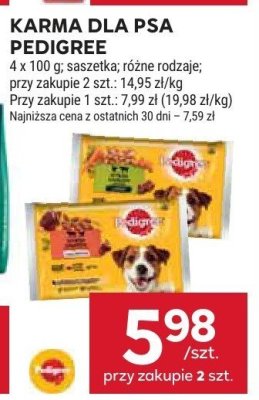 Karma dla psa Pedigree 4 x 100 g, saszetka, różne rodzaje promocja w Stokrotka