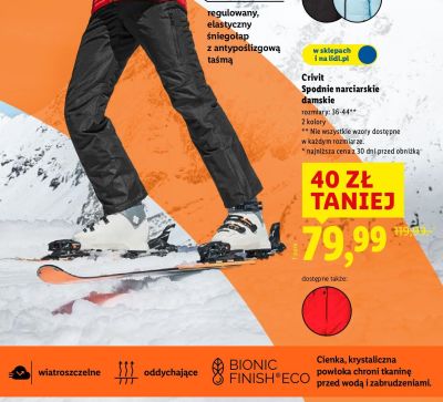 Spodnie narciarskie damskie Crivit promocja w Lidl