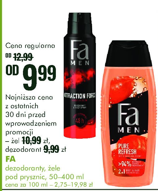 Zel pod prysznic FA MEN PURE REFRESH promocja