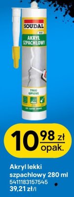 Akryl lekki szpachlowy 280 ml Soudal promocja w Castorama