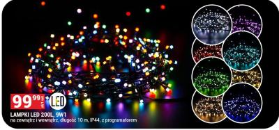 Lampki LED 200L, 9W1 na zewnątrz i wewnątrz, długość 10 m, IP44, z programatorem promocja w Merkury Market