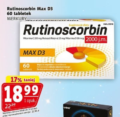 Rutinoscorbin Max D3 60 tabletek MERKURY promocja w Prim Market