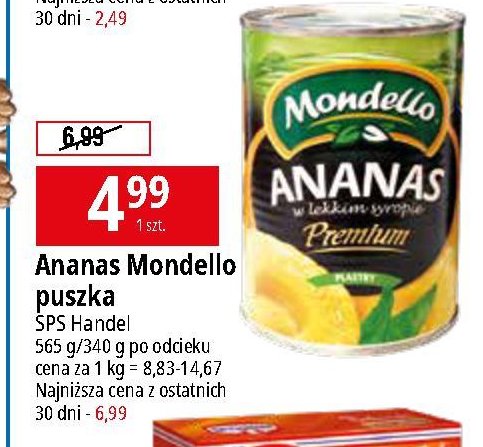 Ananasy w lekkim syropie Mondello promocja