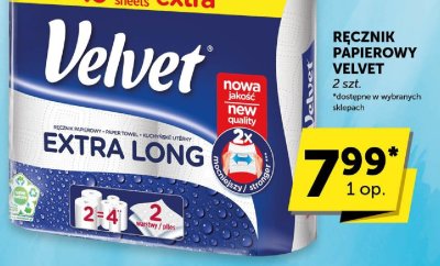 Ręcznik papierowy Velvet Extra Long promocja w Euro Sklep