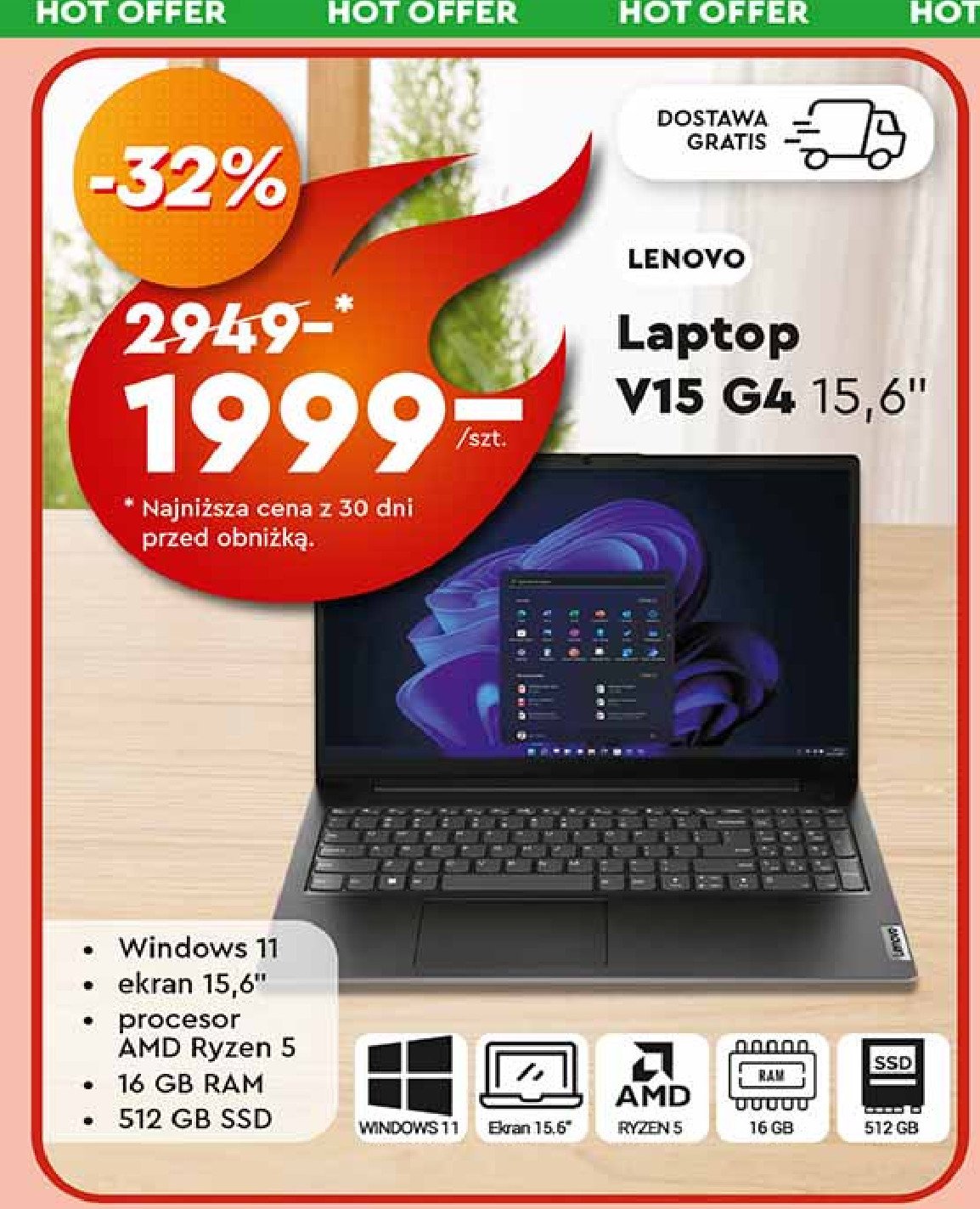 Laptop v15 g4 Lenovo promocja w Biedronka