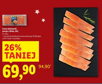 Łosoś atlantycki, porcje z fileta, XXL promocja w Lidl