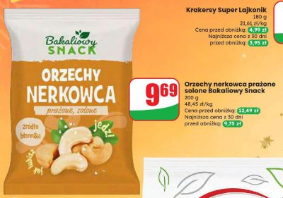 Orzechy nerkowca prażone solone Bakaliowy Snack 200 g promocja w Dino