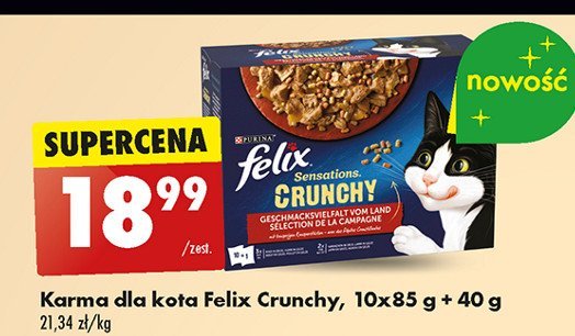 Karma dla kota wybór dań mięsnych PURINA FELIX SENSATIONS CRUNCHY promocja