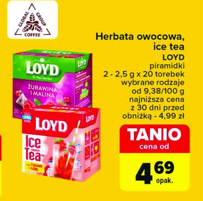 Herbata żurawina i malina Loyd tea the magic experience promocja