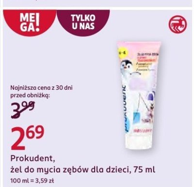 Żel do mycia zębów dla dzieci Prokudent, 75 ml promocja w Rossmann