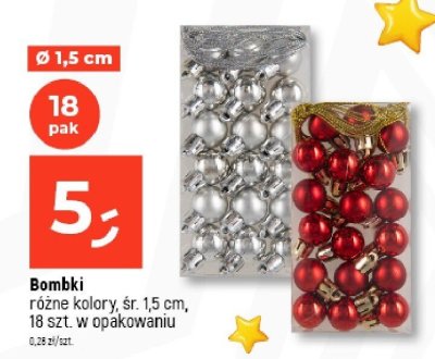 Bombki różne kolory, śr. 1,5 cm, 18 szt. w opakowaniu promocja w Dealz