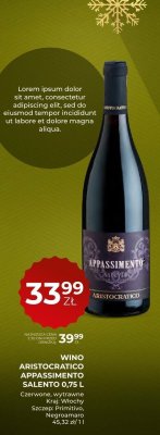 Wino ARISTOCRATICO APPASSIMENTO SALENTO czerwone wytrawne 0,75 L promocja w Duży Ben