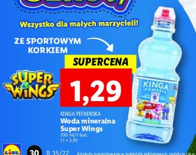 Woda niegazowana super wings Kinga pienińska promocja