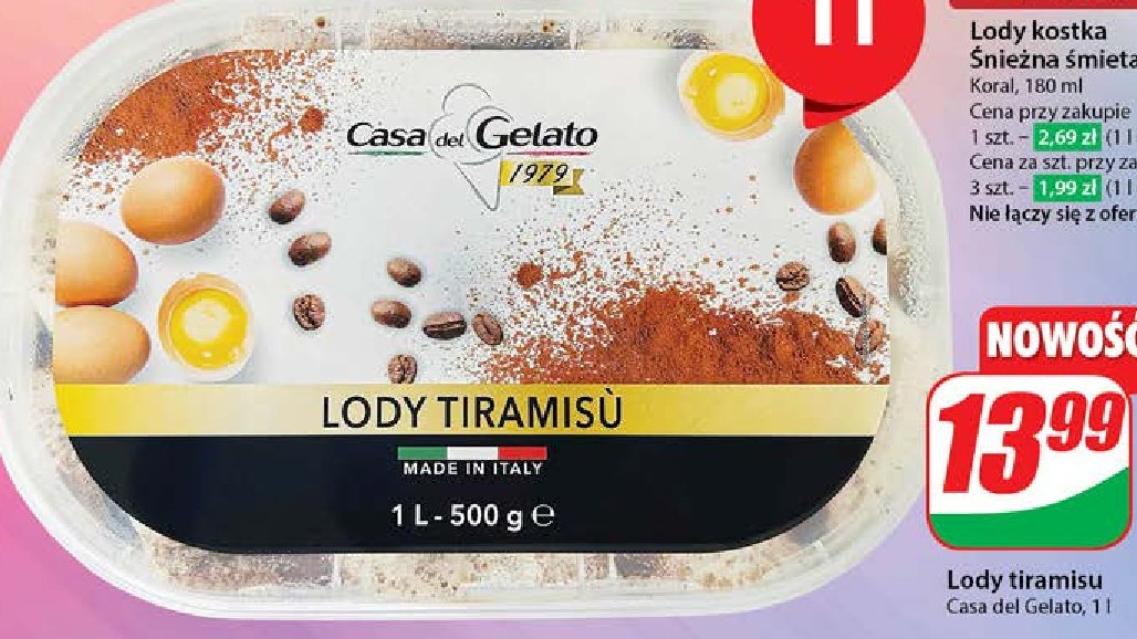 Lody tiramisu CASA DEL GELATO promocja