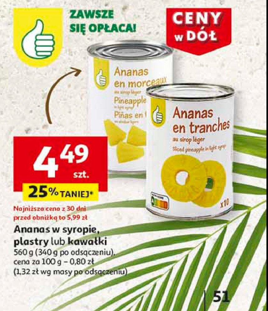 Ananas plastry w syropie Podniesiony kciuk promocja