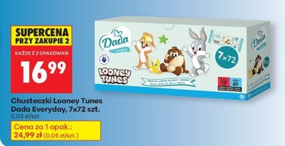 Chusteczki Looney Tunes Dada Everyday, 7x72 szt. promocja w Biedronka