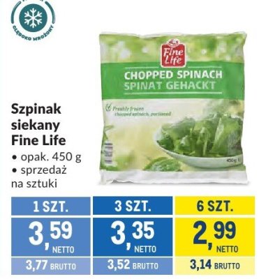 Szpinak siekany Fine Life promocja w Makro