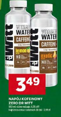 Napój kofeinowy Zero Dr Witt Vitamin Water Caffeine Lemon promocja w Stokrotka