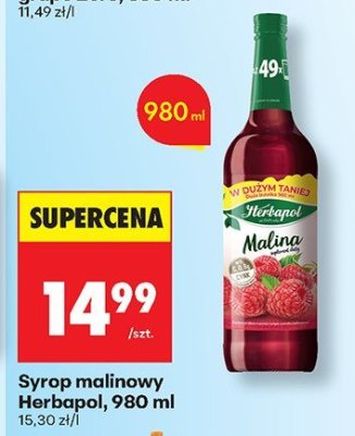 Syrop malinowy Herbapol 980 ml promocja w Biedronka
