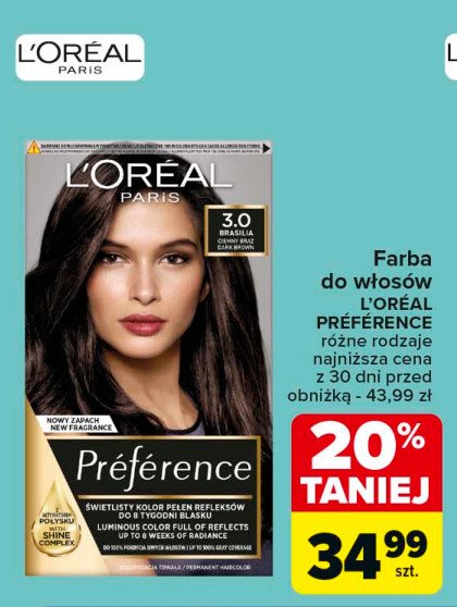 Farba do włosów ciemny brąz 3.0 L'oreal preference promocja