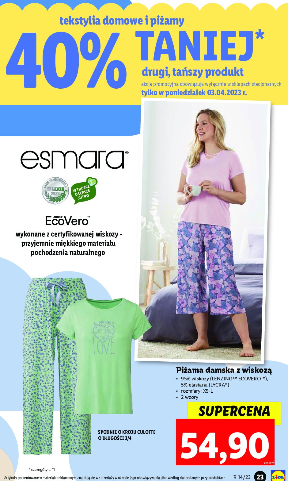 Piżama damska xs-l Esmara livergy promocja