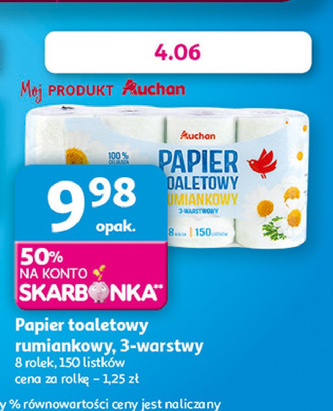 Papier toaletowy rumiankowy Auchan promocja w Auchan