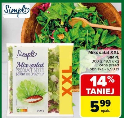 Miks sałat XXL SIMPL 300 g promocja w Carrefour Market