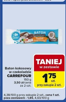 Baton kokosowy w czekoladzie CARREFOUR 150 g promocja w Carrefour Express